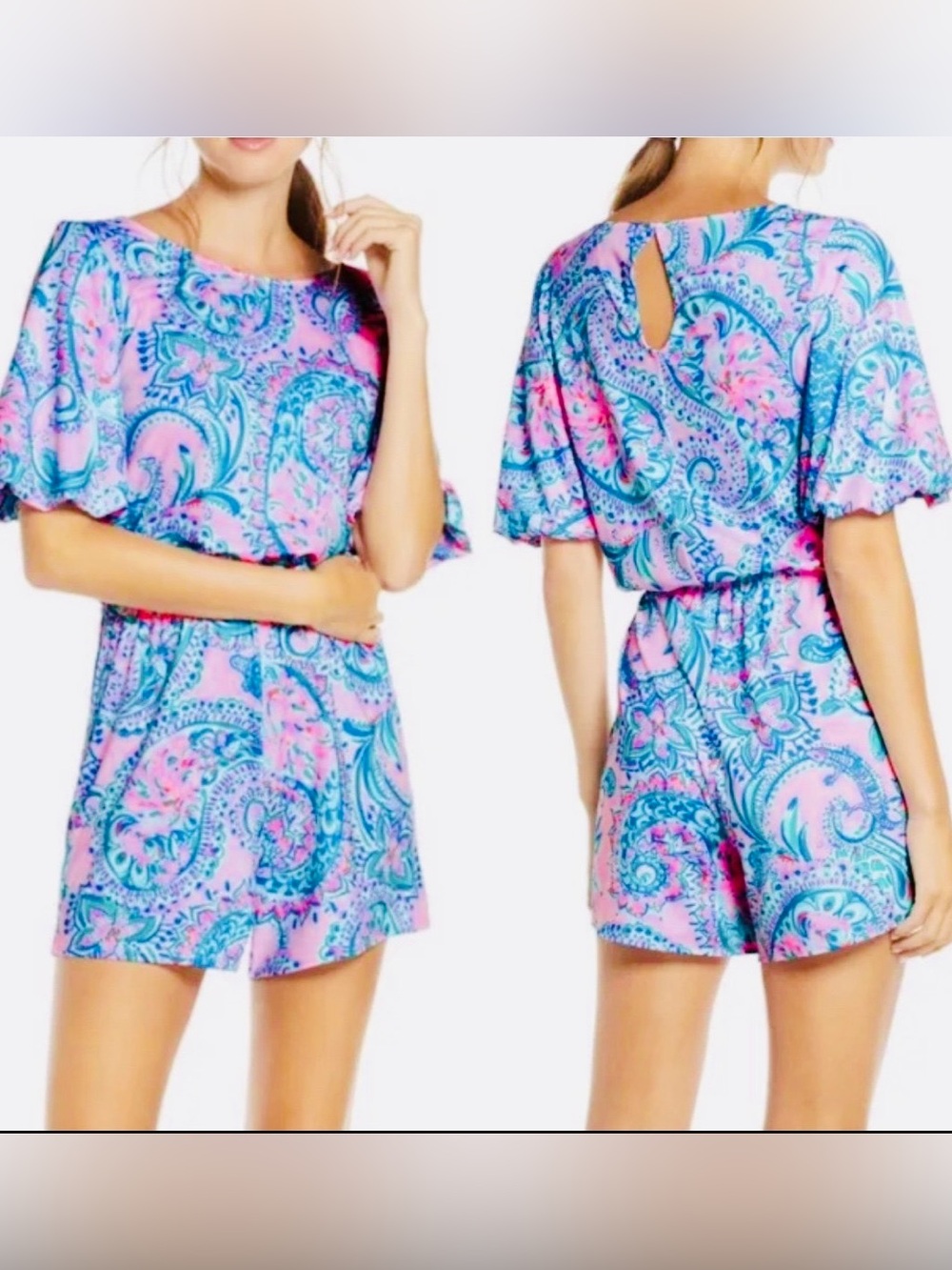NWT Lilly Pulitzer Britton Romper SIZE XS  IN PINK TROPICS TINT TANGERINE DREAM!